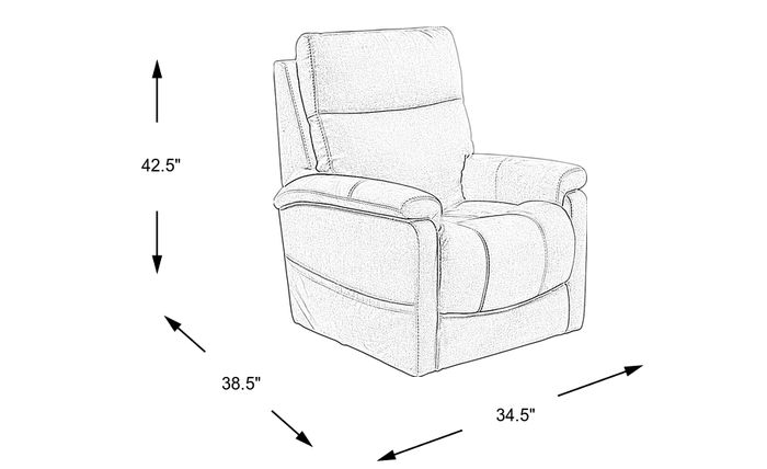 image of a recliner with measurements