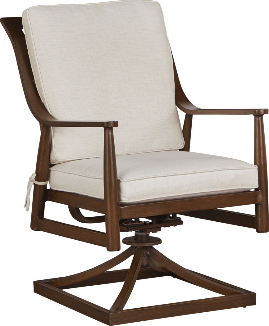 outdoor rocker with ottoman on Jorgen Bronze Outdoor Dining Swivel Rocker Chair With Vanilla Cushions Rooms To Go