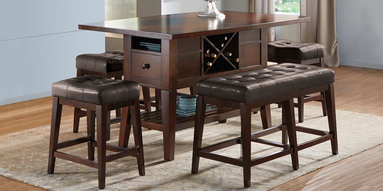 Julian Place Chocolate 6 Pc Counter Height Dining Room with Chocolate Barstools