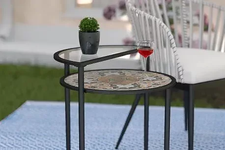 black metal accent table with chairs