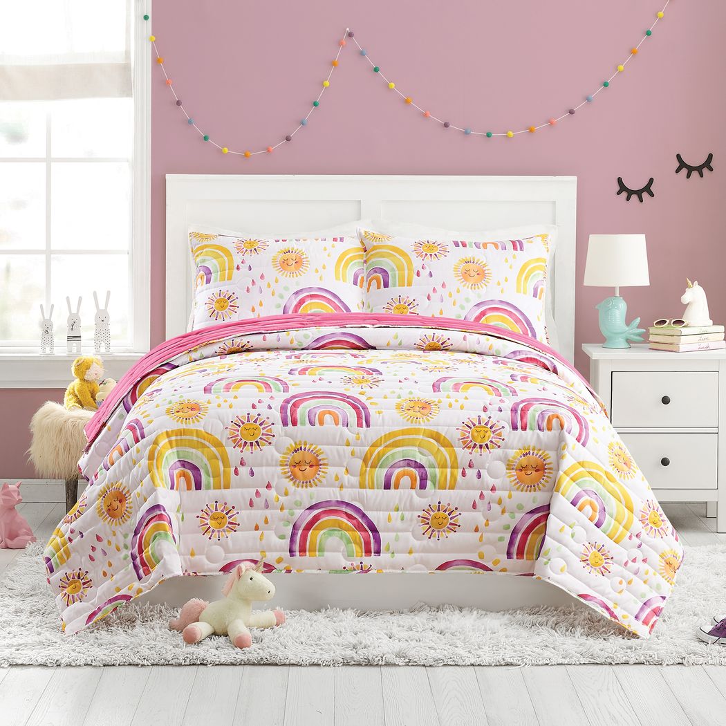 Kids Arcle Pink 3 Pc Full/Queen Quilt Set - Rooms To Go