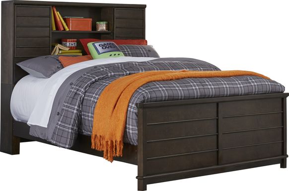 Kids Bay Street Charcoal 3 Pc Full Bookcase Bed