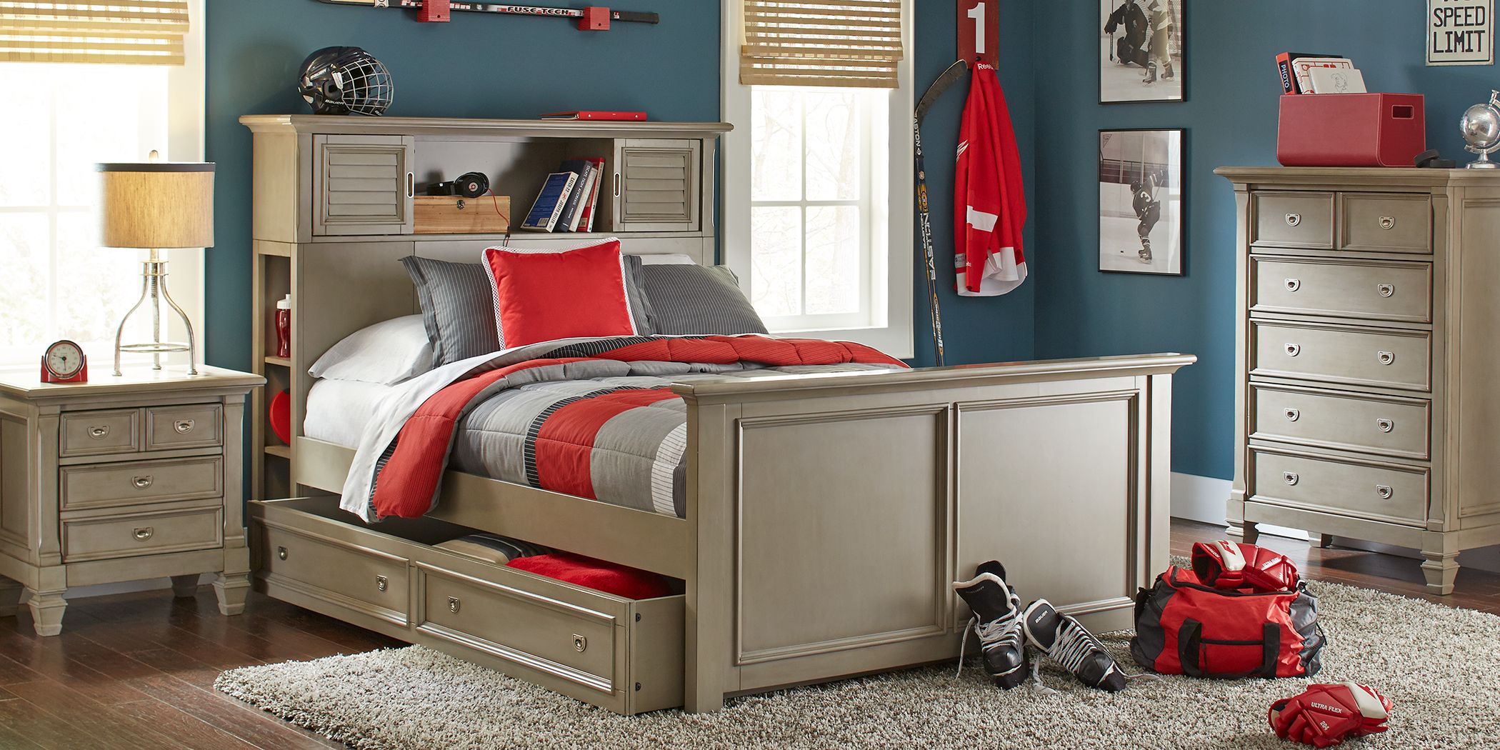 Kids Belmar Gray 5 Pc Twin Bookcase Bedroom Rooms To Go
