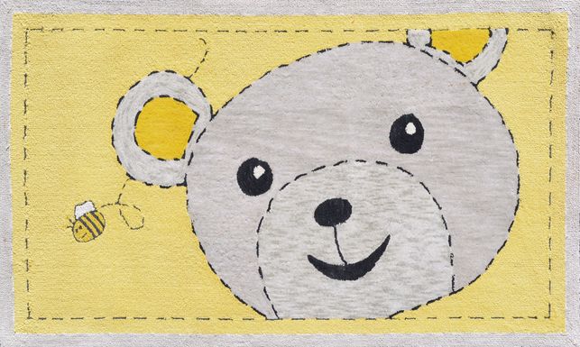 Kids Buzzing Bear Yellow 2'8 x 4'8 Rug
