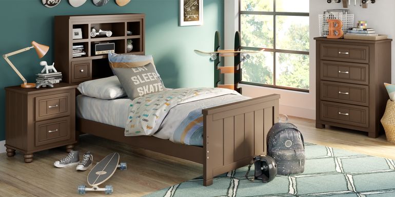 Kids Cottage Colors Chocolate 5 Pc Twin Bookcase Bedroom