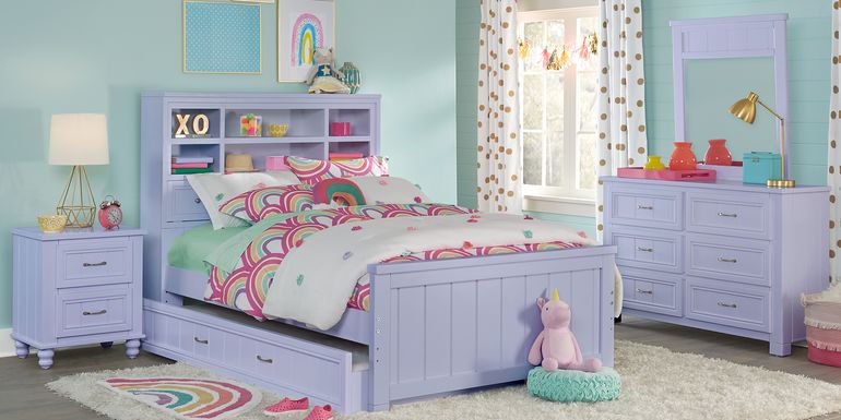 Kids Cottage Colors Lavender 5 Pc Twin Bookcase Bedroom