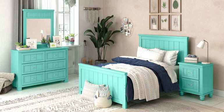 Kids Cottage Colors Turquoise 5 Pc Full Panel Bedroom