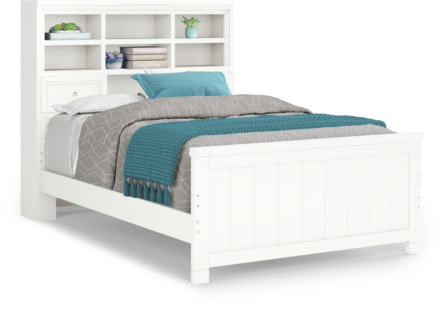 White Double Beds For Kids, Full Size Bookcase Bed Frame