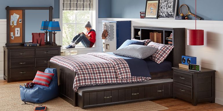 Kids Creekside Charcoal 4 Pc Full Bookcase Bedroom