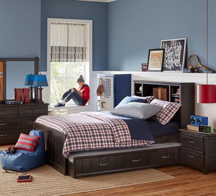 Kids Creekside Charcoal 5 Pc Full Bookcase Bedroom