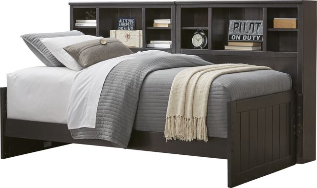 Kids Creekside Charcoal 3 Pc Full Bookcase Wall Bed