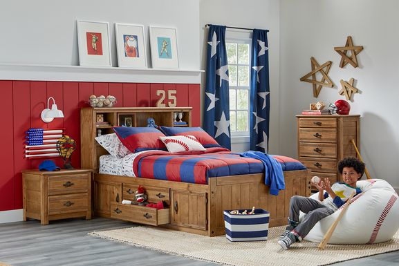 Kids Creekside Chestnut 5 Pc Full Bookcase Bed with Storage & Twin Storage Trundle