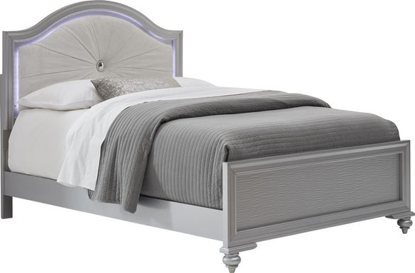 Kids Evangeline Silver 3 Pc Full Lighted Upholstered Bed