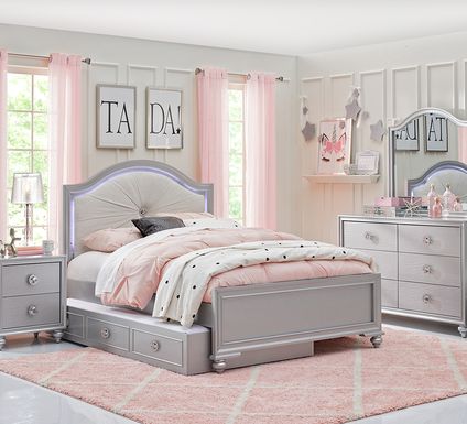 Kids Evangeline Silver 5 Pc Full Lighted Upholstered Bedroom