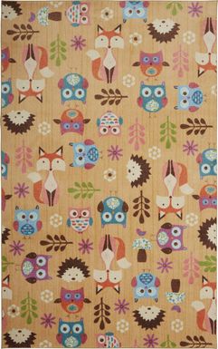 Kids Forest Party Beige 5' x 8' Rug