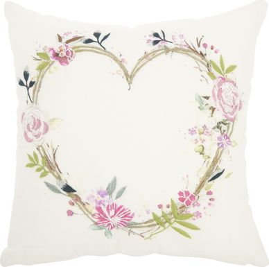 Kids Heart of Flowers White Accent Pillow