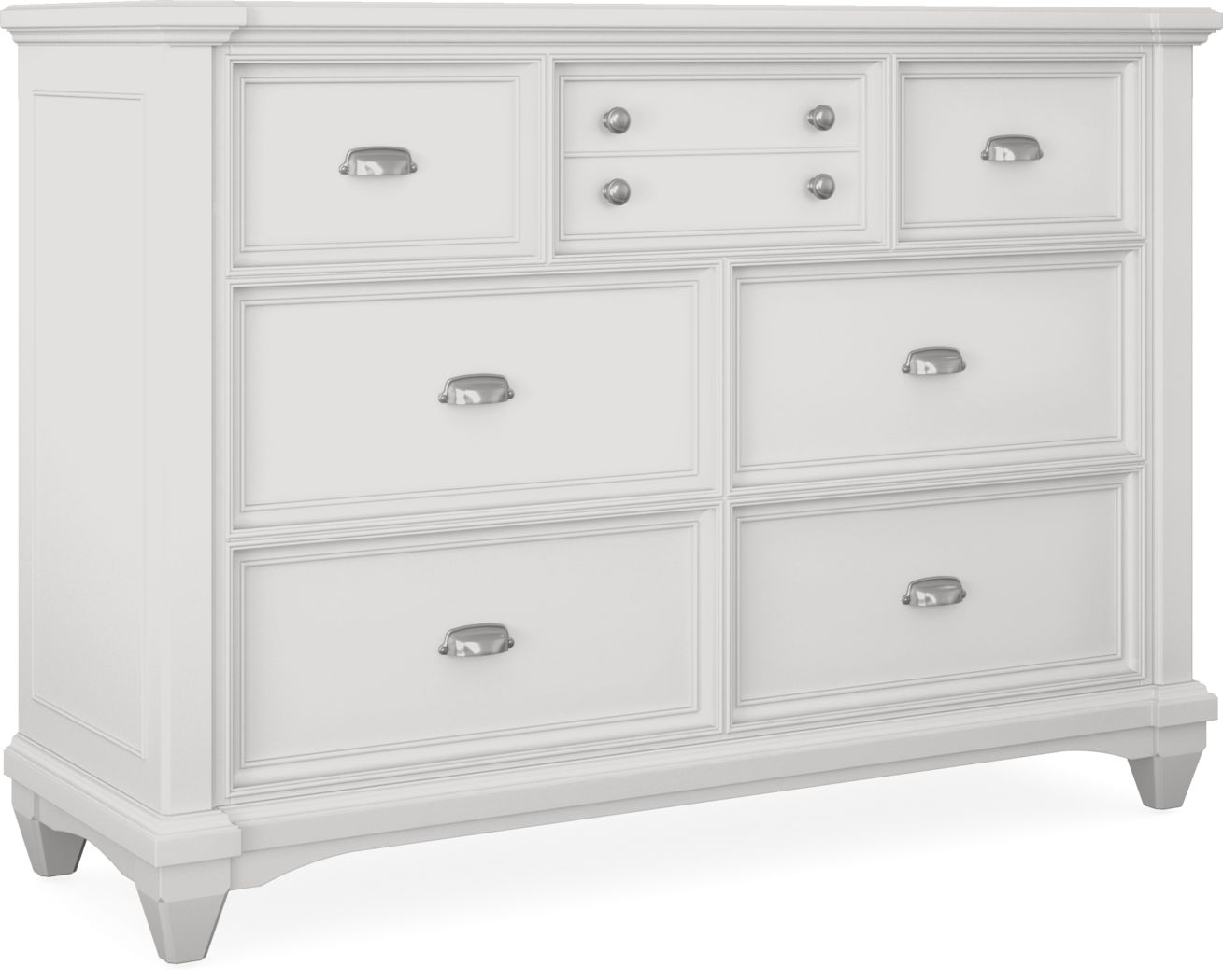 White Double Bedroom Dressers, Bailey 6 Drawer Double Dresser In White