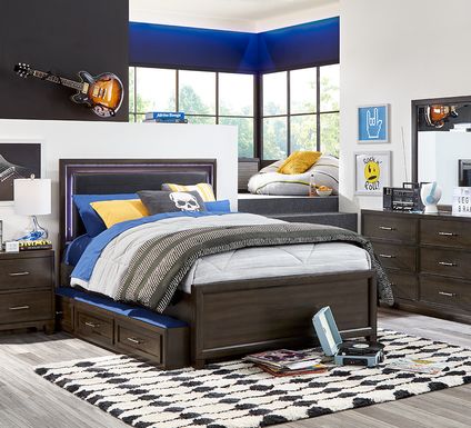 Kids Holden's Ridge Charcoal 5 Pc Full Upholstered Bedroom