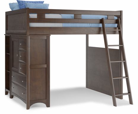Kids Ivy League 2.0 Walnut Full Loft Bed with Chest