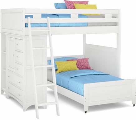 Kids Ivy League 2.0 White Twin/Full Loft with Chest and Bookcase