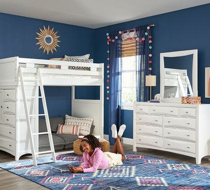 Kids Ivy League 2.0 White Twin Loft Bed with Chest