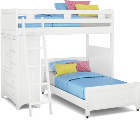 Kids Ivy League 2.0 White Twin/Twin Loft with Chest
