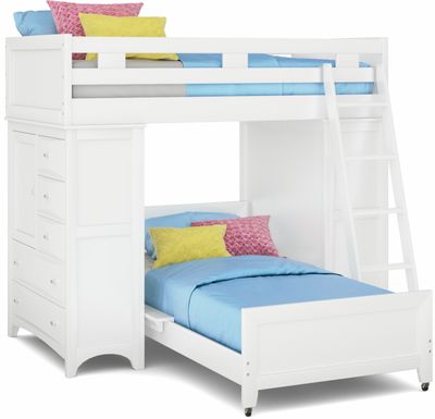 Kids Ivy League 2.0 White Twin/Twin Loft with Two Chests