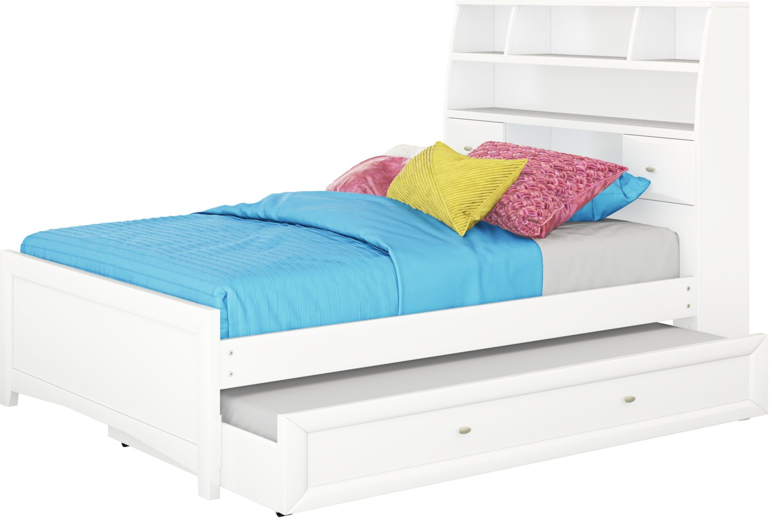 white full bed with trundle
