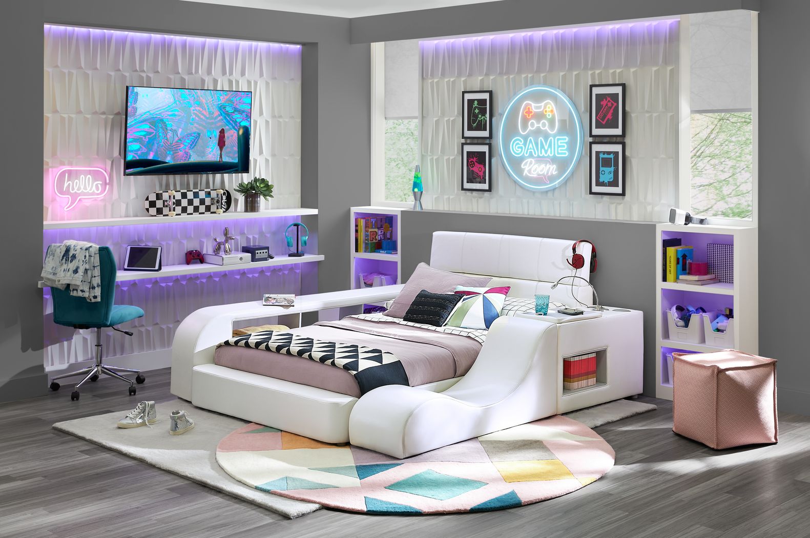 Kids reGen™ Recharged White 6 Pc Twin Bed with Nightstand, Bookcase and