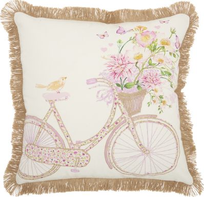 Kids Spring Ride White Accent Pillow