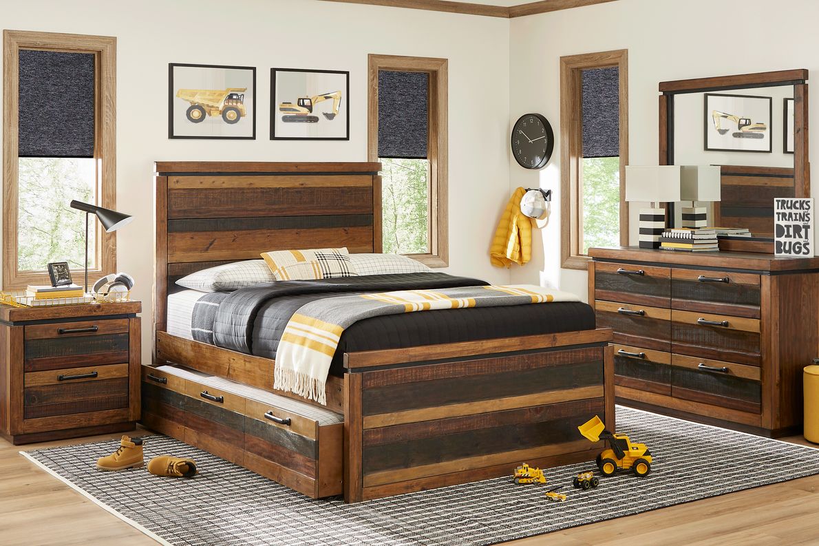 Cindy Crawford Westover Hills 7 Pc Brown Dark Wood King Bedroom Set With  Dresser, Mirror, 3 Pc King Panel Bed, Nightstand - Rooms To Go