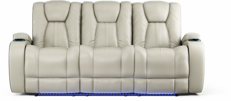 Fabric Power Electric Reclining Sofas, Servillo White Leather Power Plus Reclining Sofa