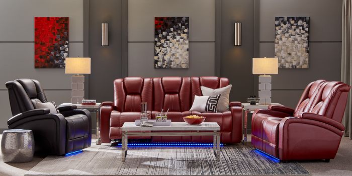 red and black power reclining living room