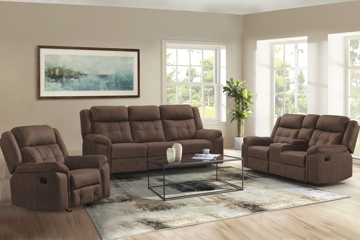 Kusel Brown Microfiber Manual Reclining Sofa - Rooms To Go