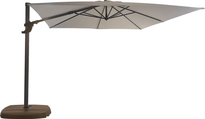 La Mesa Cove 10' Square Stone Outdoor Cantilever Umbrella with Base and Stand