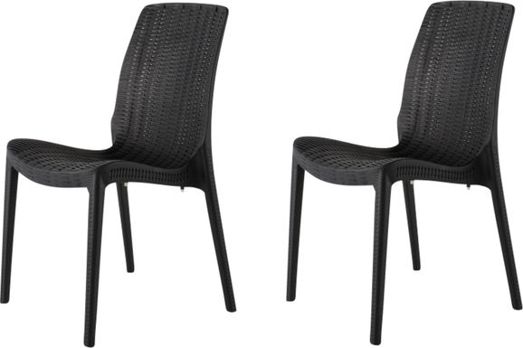 Lagoon Rue Black Outdoor Dining Chair, Set of 2