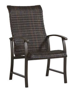 Lake Breeze Aged Bronze Black Wicker Outdoor Dining Chair