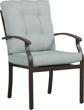 Lake Breeze Aged Bronze Outdoor Dining Chair with Seafoam Cushions