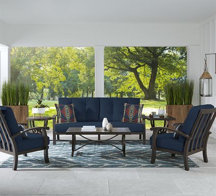 Lake Breeze Aged Bronze Outdoor 4 Pc Seating Set With Ink Cushions