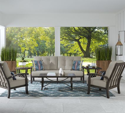 Lake Breeze Aged Bronze Outdoor 4 Pc Seating Set with Pebble Cushions