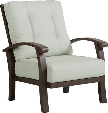 Lake Breeze Aged Bronze Outdoor Club Chair with Rollo Seafoam Cushions