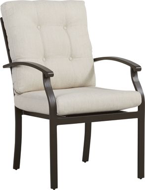 Lake Breeze Aged Bronze Outdoor Dining Chair with Parchment Cushions