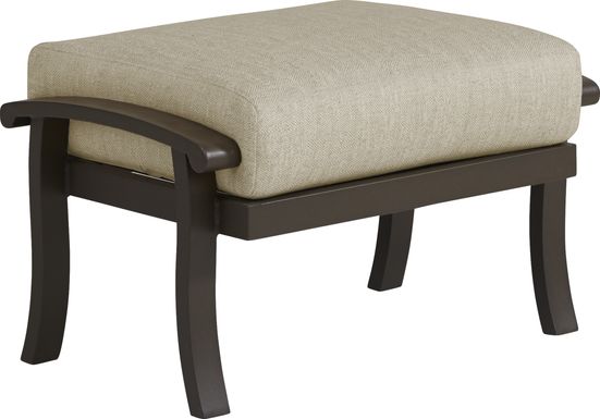Lake Breeze Aged Bronze Outdoor Ottoman With Pebble Cushion