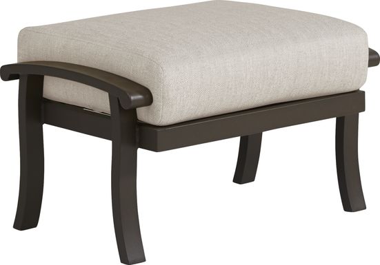 Lake Breeze Aged Bronze Outdoor Ottoman With Rollo Linen Cushion