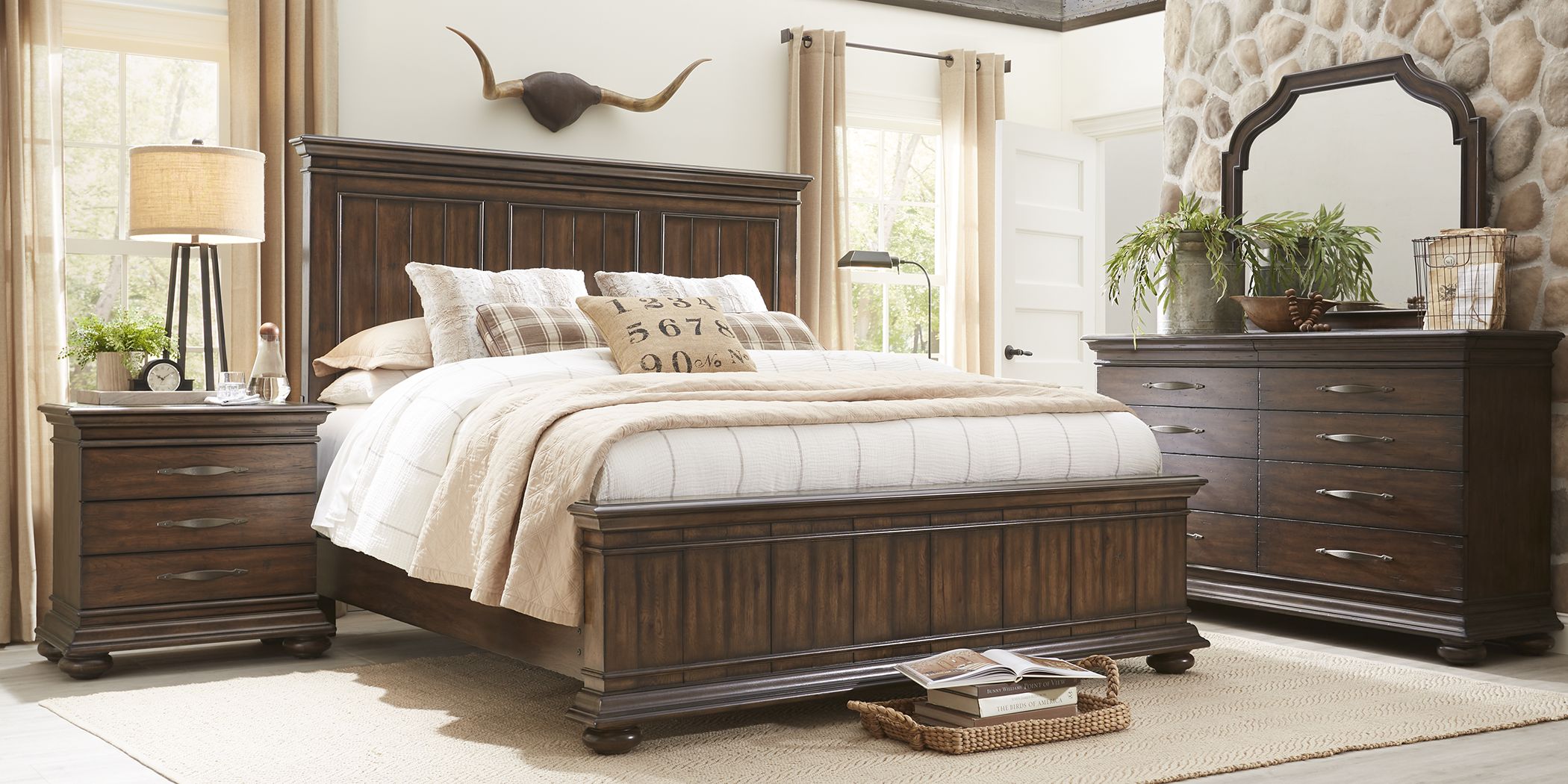 Cindy Crawford Home Lake Hills Brown 5 Pc King Panel Bedroom Rooms To Go