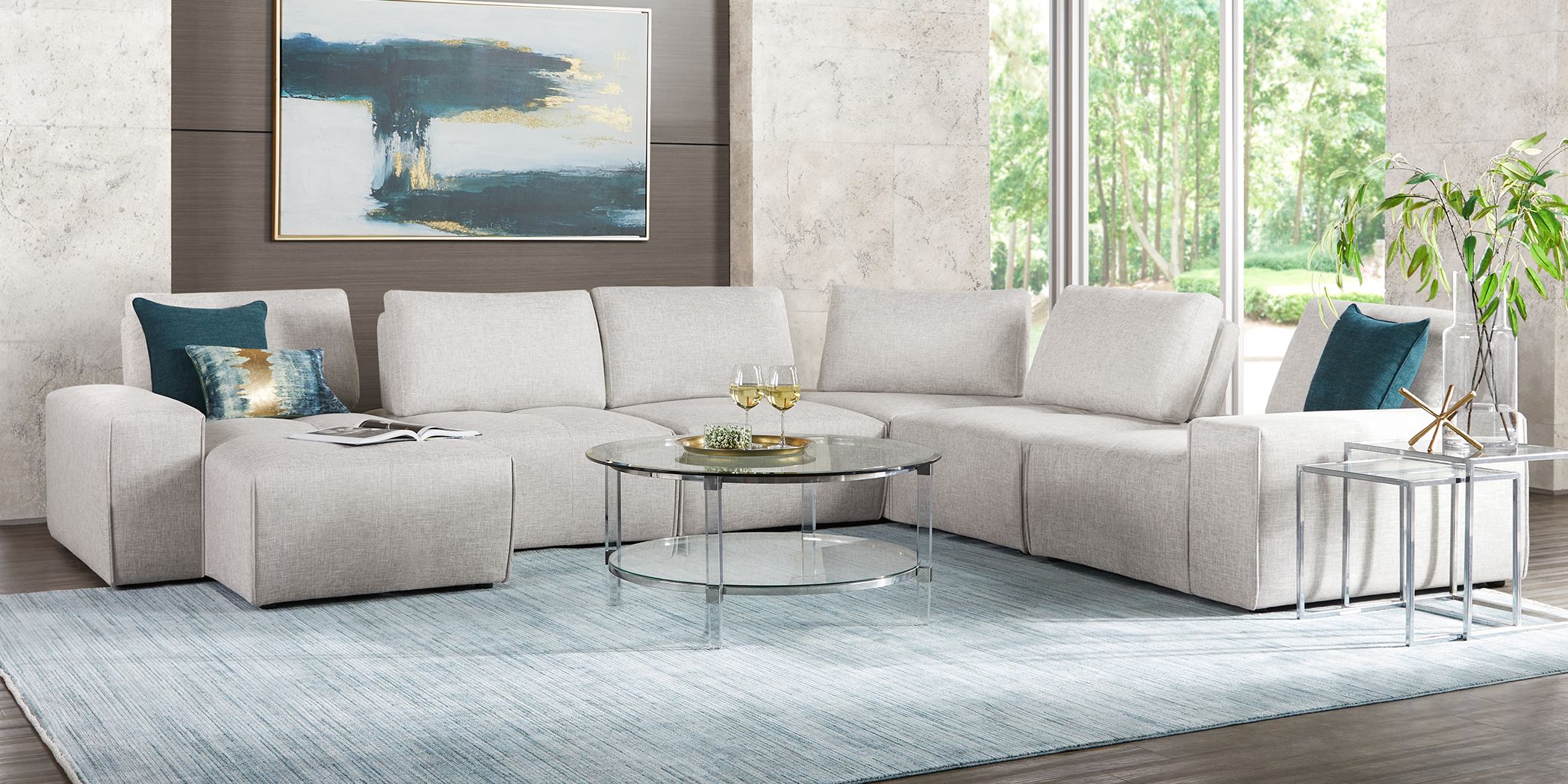 Rooms To Go Laney Park Light Gray Sectional