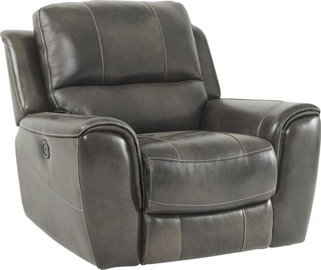Lanzo Gray Leather Recliner