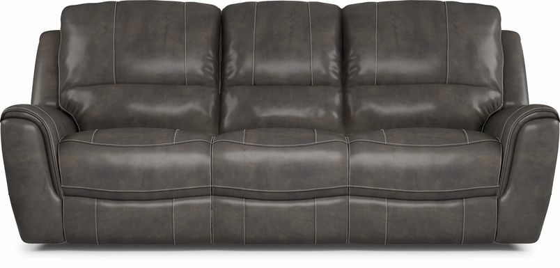 Lanzo Gray Leather Reclining Sofa