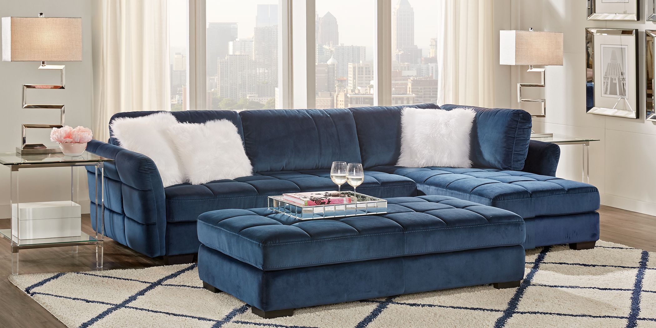 Https Wwwroomstogocom Furniture Product Largo Drive Indigo 3 Pc Sectional Living Room 1046154P