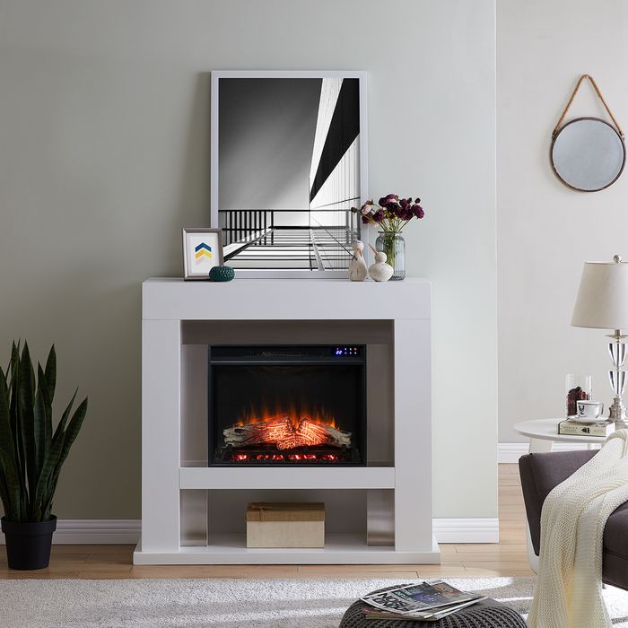 white fireplace